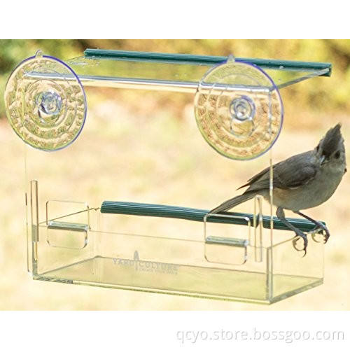 Removable Seed Tray, Strong Suction Cups acrylic Window Bird Feeder